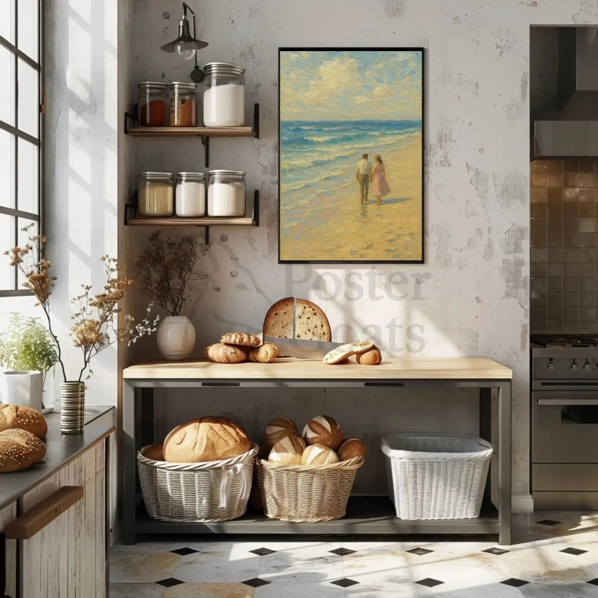 Timeless Romance on the Beach Artistic Poster PosterGoat