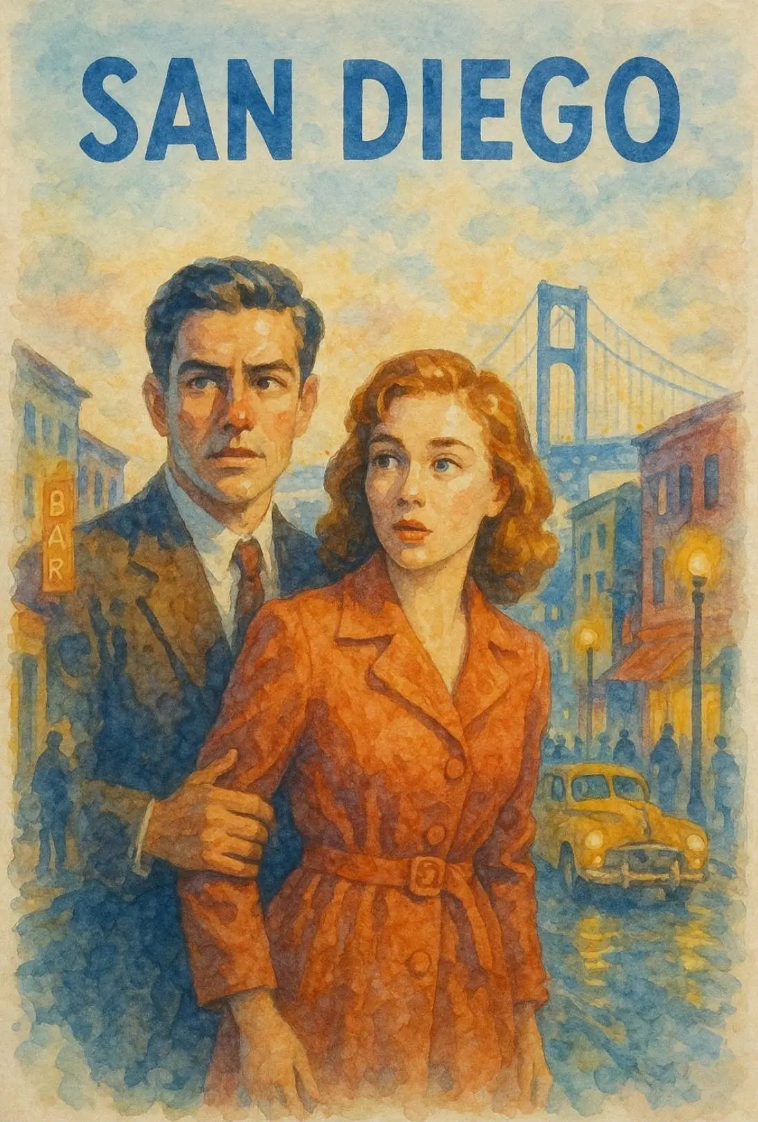 Timeless San Diego Noir: A Vintage Charm Travel Poster PosterGoat