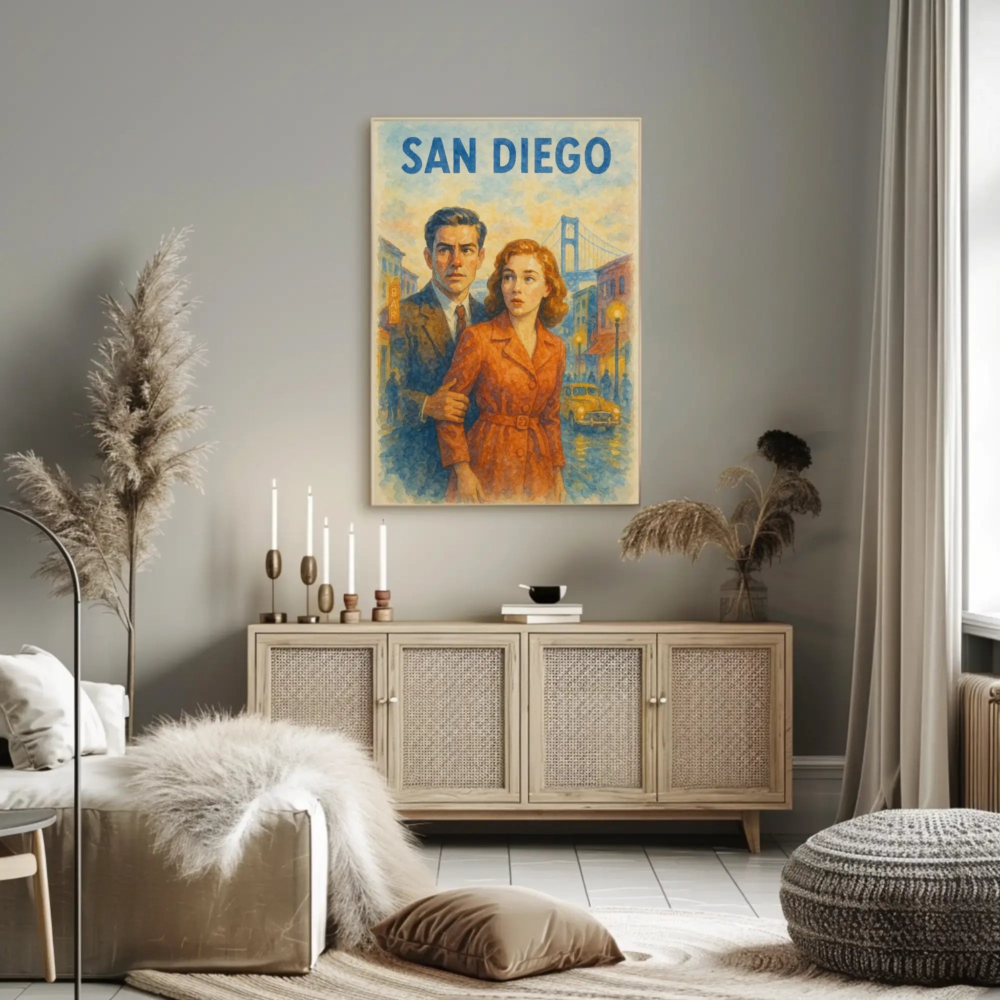 Timeless San Diego Noir: A Vintage Charm Travel Poster PosterGoat