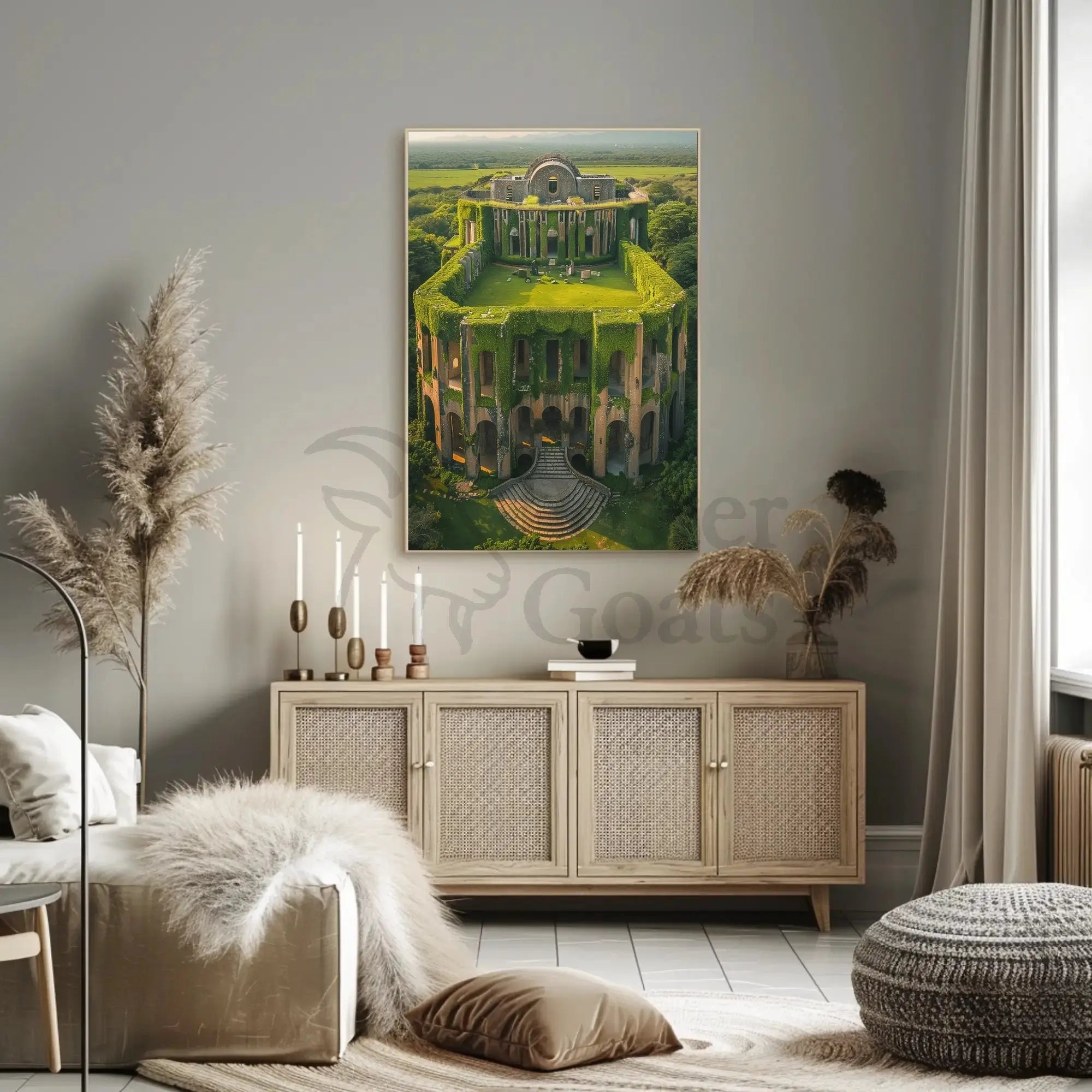 Timeless Serenity in Nature Reclaimed Ruins Cultural Poster PosterGoat