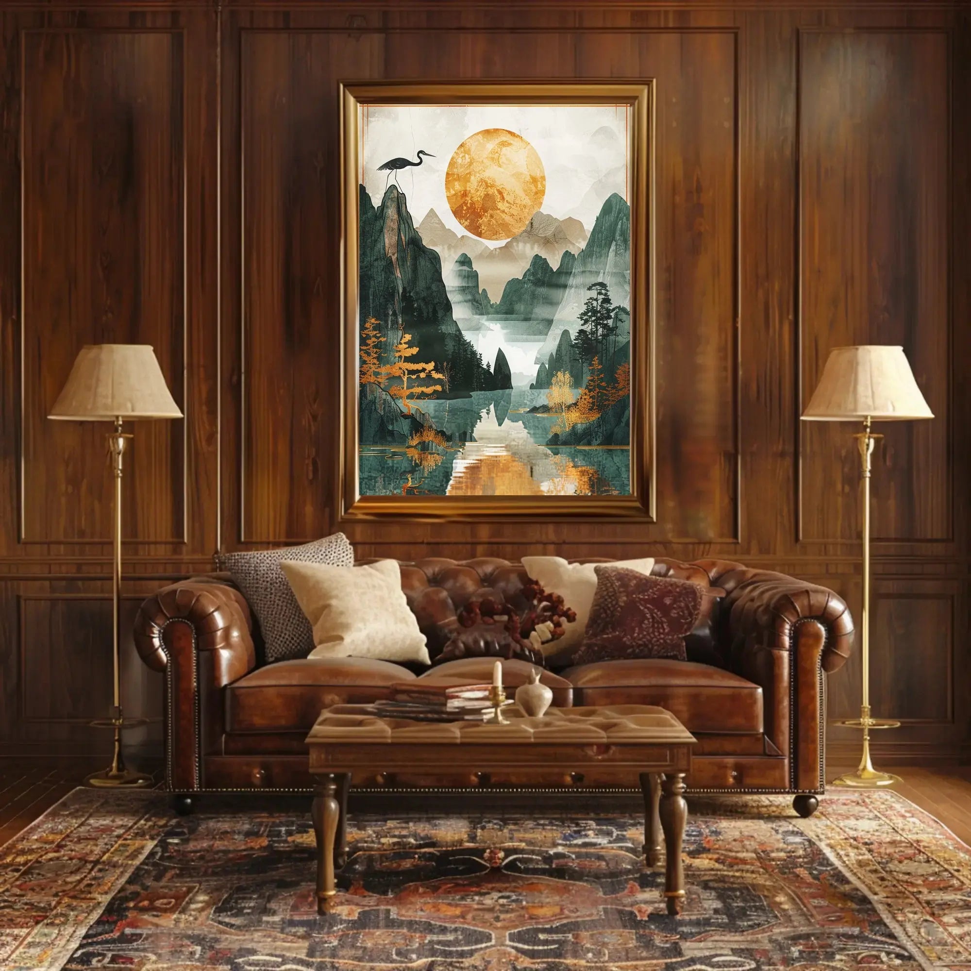 Timeless Tranquility Asian-Inspired Artistic Landscape Poster PosterGoat