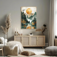 Timeless Tranquility Asian-Inspired Artistic Landscape Poster PosterGoat
