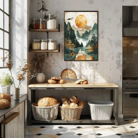 Timeless Tranquility Asian-Inspired Artistic Landscape Poster PosterGoat