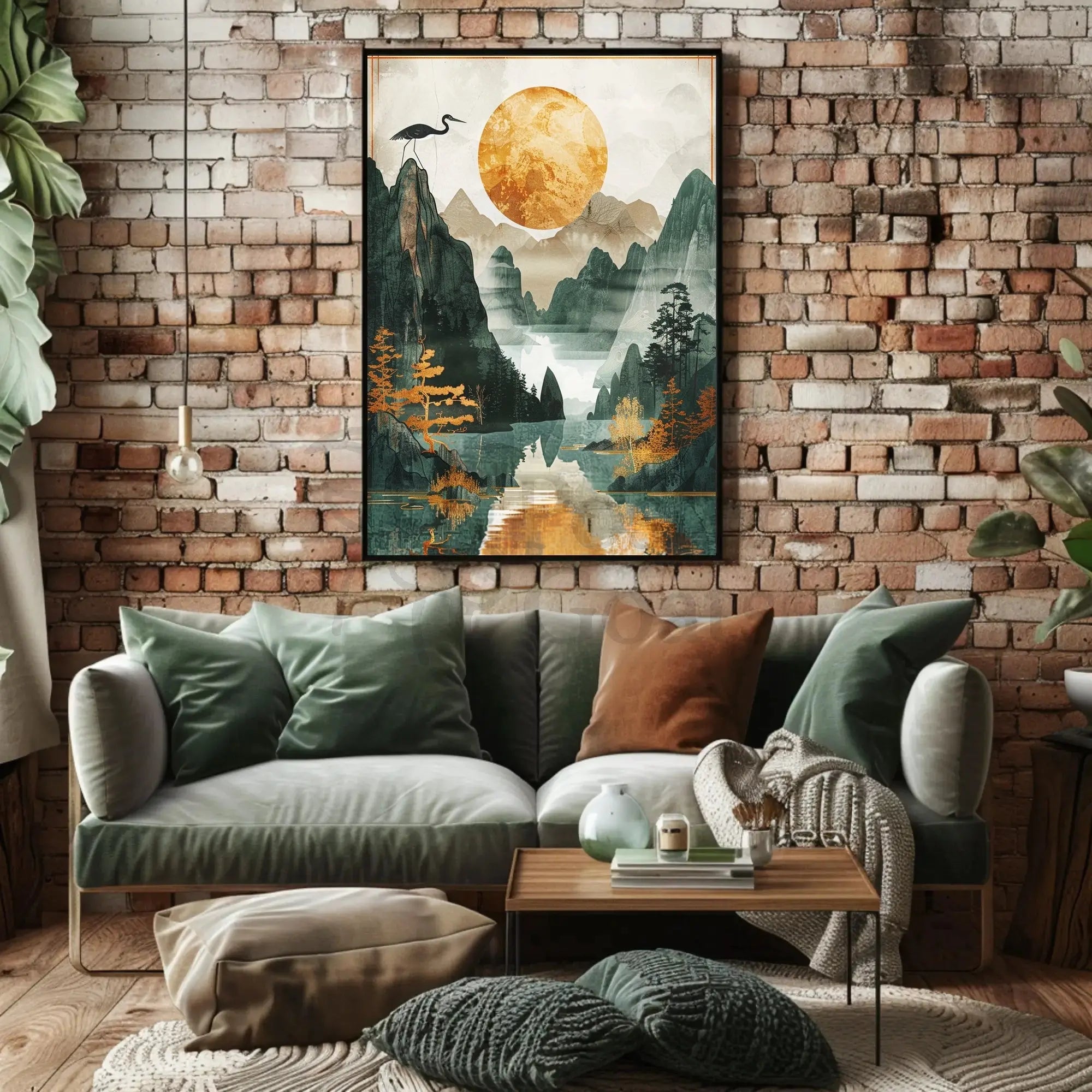 Timeless Tranquility Asian-Inspired Artistic Landscape Poster PosterGoat