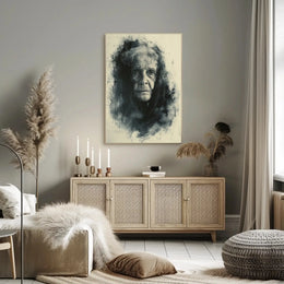 Timeless Wisdom Portrait Charcoal Drawing Art Poster PosterGoat