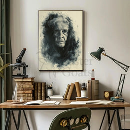 Timeless Wisdom Portrait Charcoal Drawing Art Poster PosterGoat
