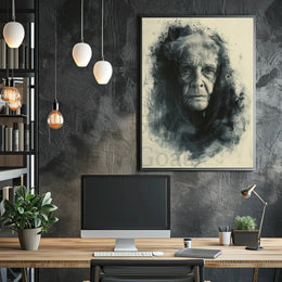 Timeless Wisdom Portrait Charcoal Drawing Art Poster PosterGoat