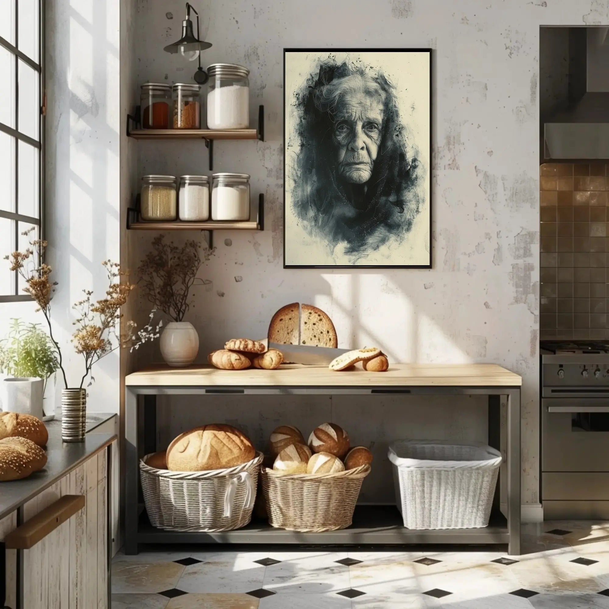Timeless Wisdom Portrait Charcoal Drawing Art Poster PosterGoat