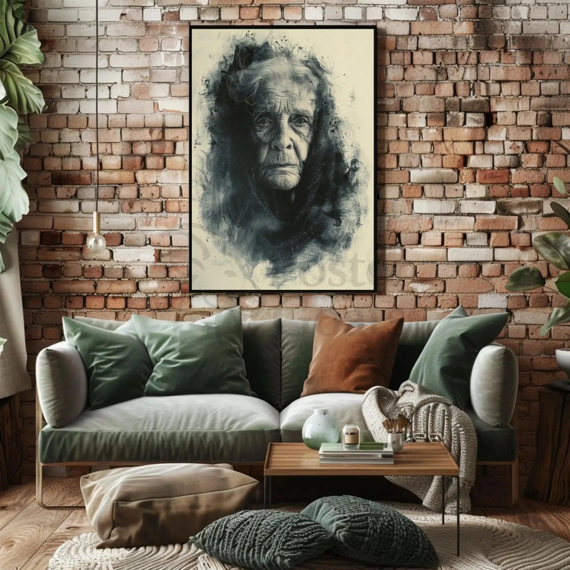 Timeless Wisdom Portrait Charcoal Drawing Art Poster PosterGoat