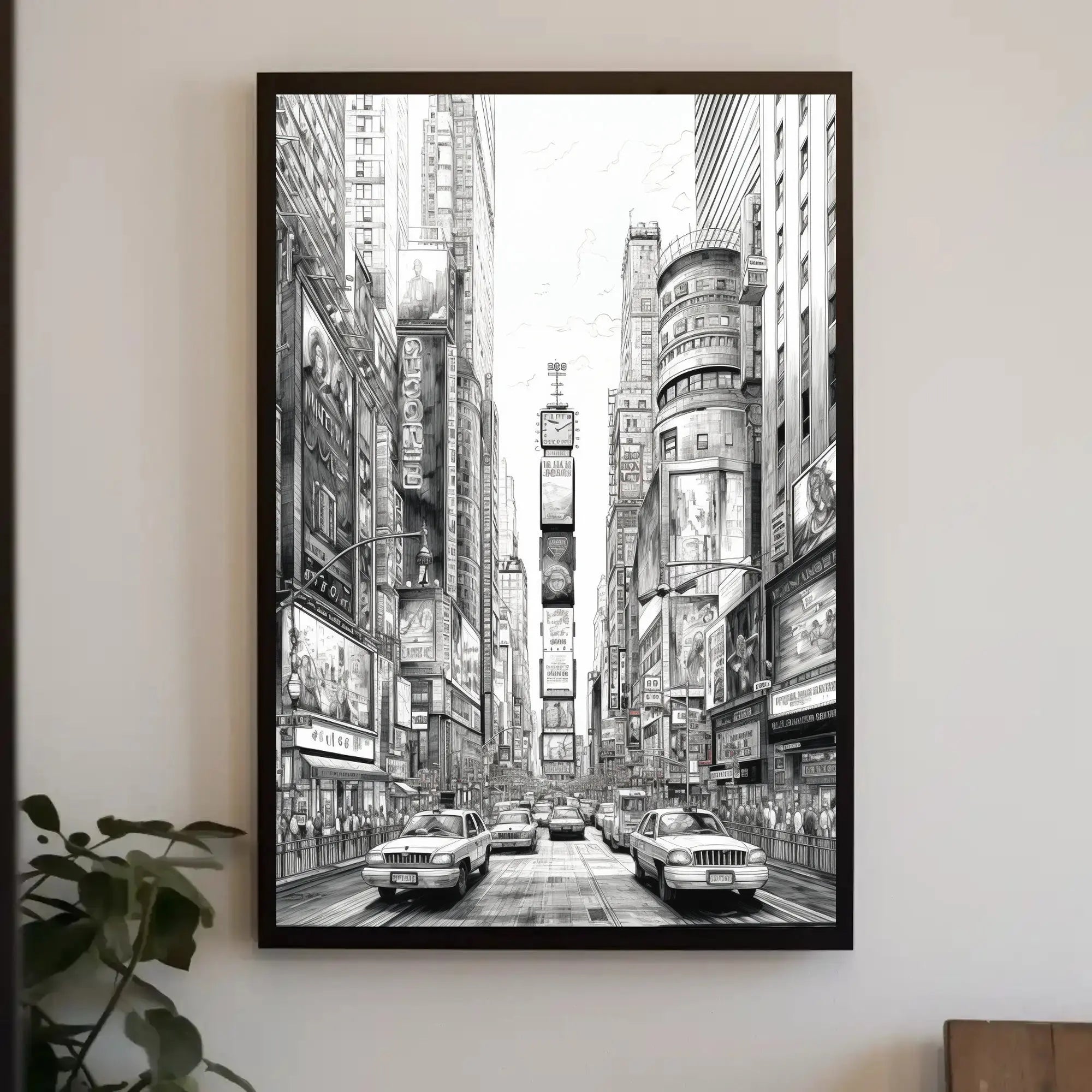 Times Square Urban Vibes Monochrome Artistic Poster PosterGoat
