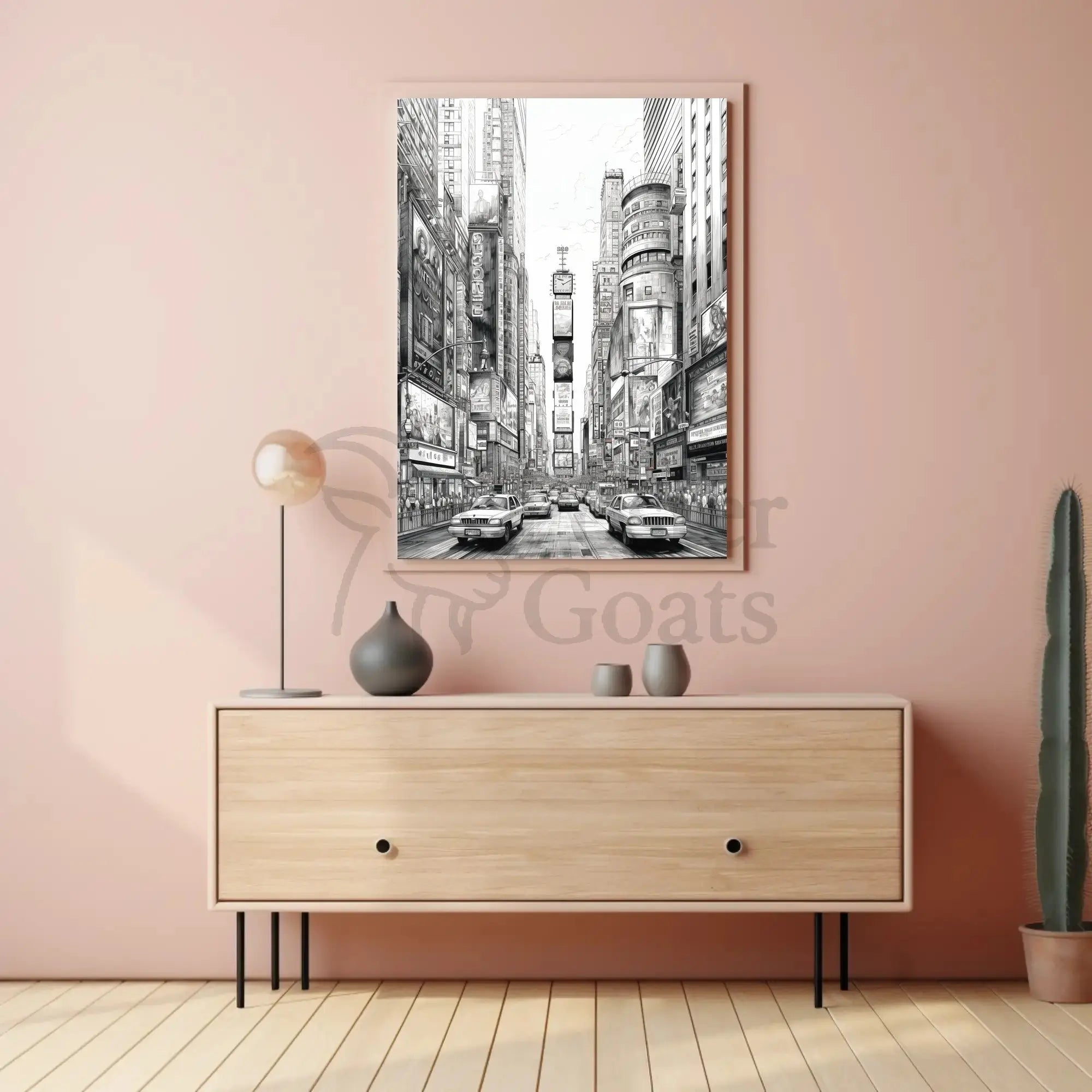 Times Square Urban Vibes Monochrome Artistic Poster PosterGoat