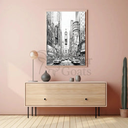 Times Square Urban Vibes Monochrome Artistic Poster PosterGoat