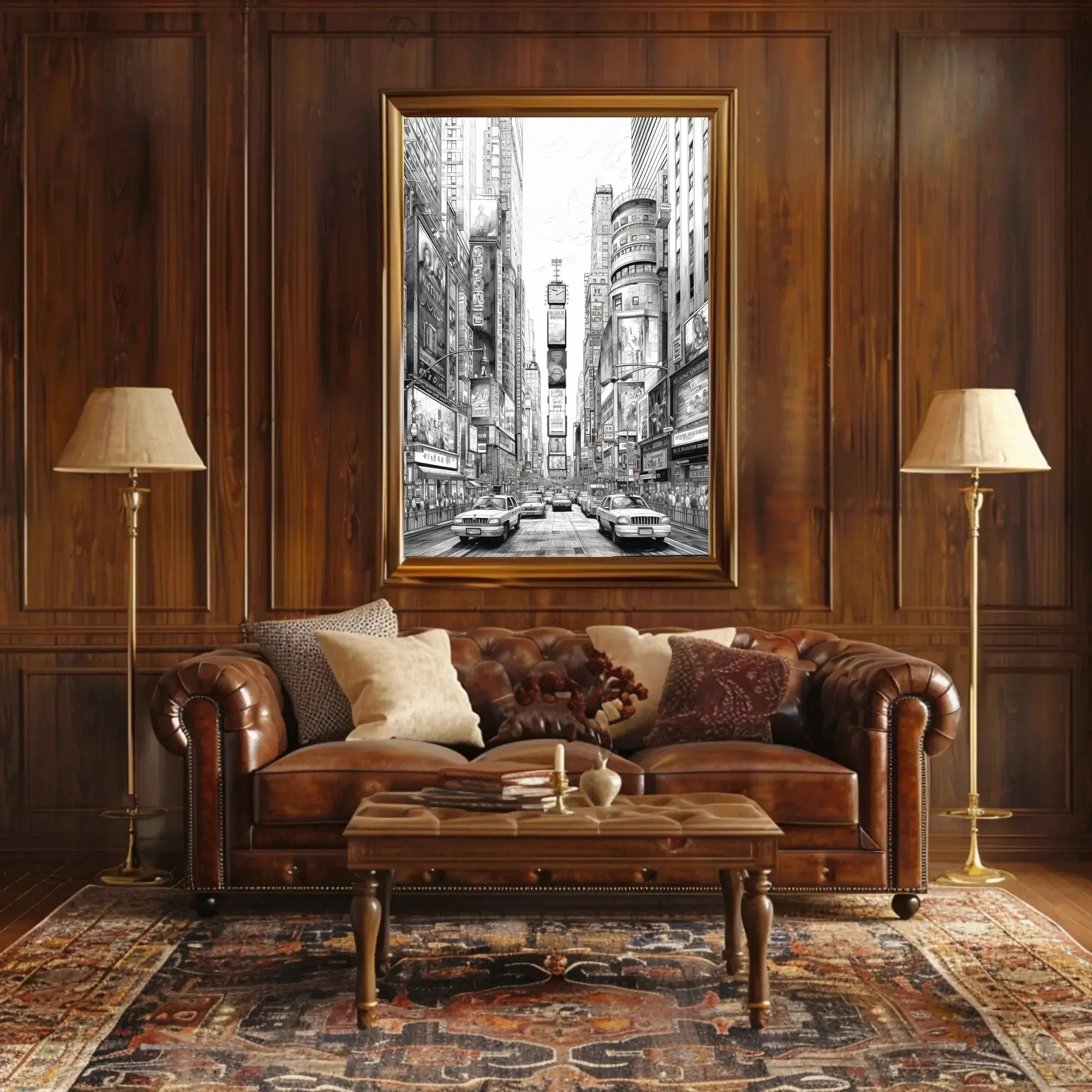 Times Square Urban Vibes Monochrome Artistic Poster PosterGoat
