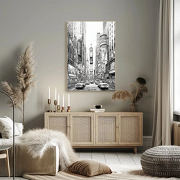 Times Square Urban Vibes Monochrome Artistic Poster PosterGoat