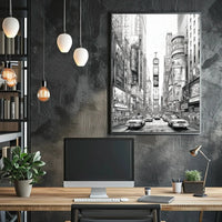 Times Square Urban Vibes Monochrome Artistic Poster PosterGoat