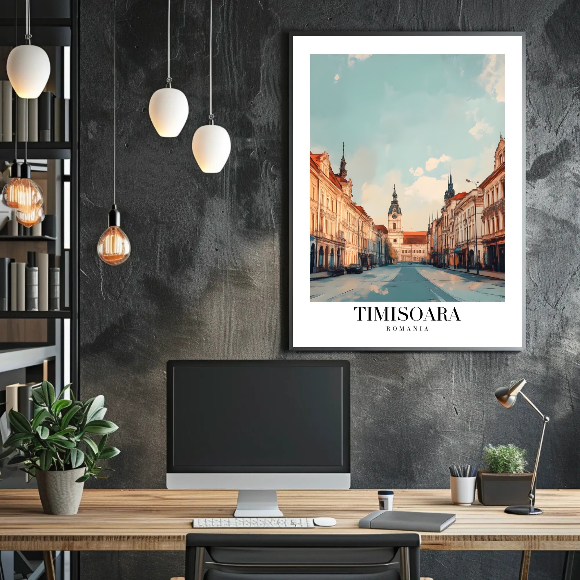 Timisoara Cityscape Modern Art Urban or Cityscape Poster PosterGoat
