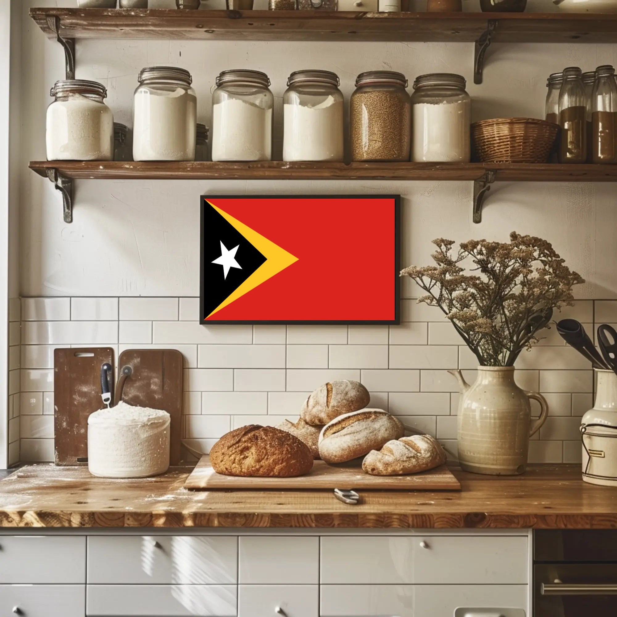 Timor-Leste National Flag Bold Patriotic Country Flag Poster PosterGoat