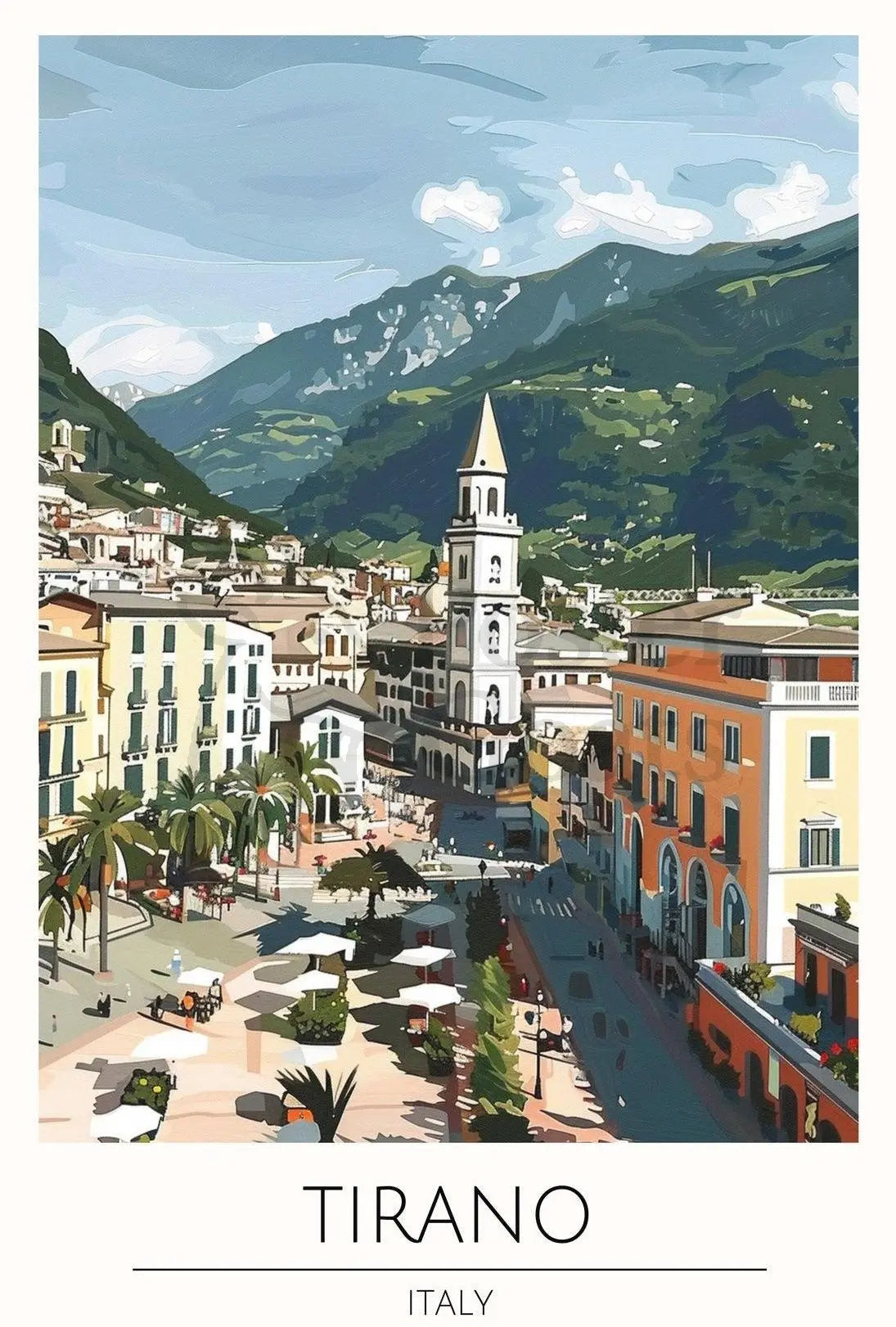 Tirano Town Travel Poster Depicting Italian Culture and Scenery PosterGoat