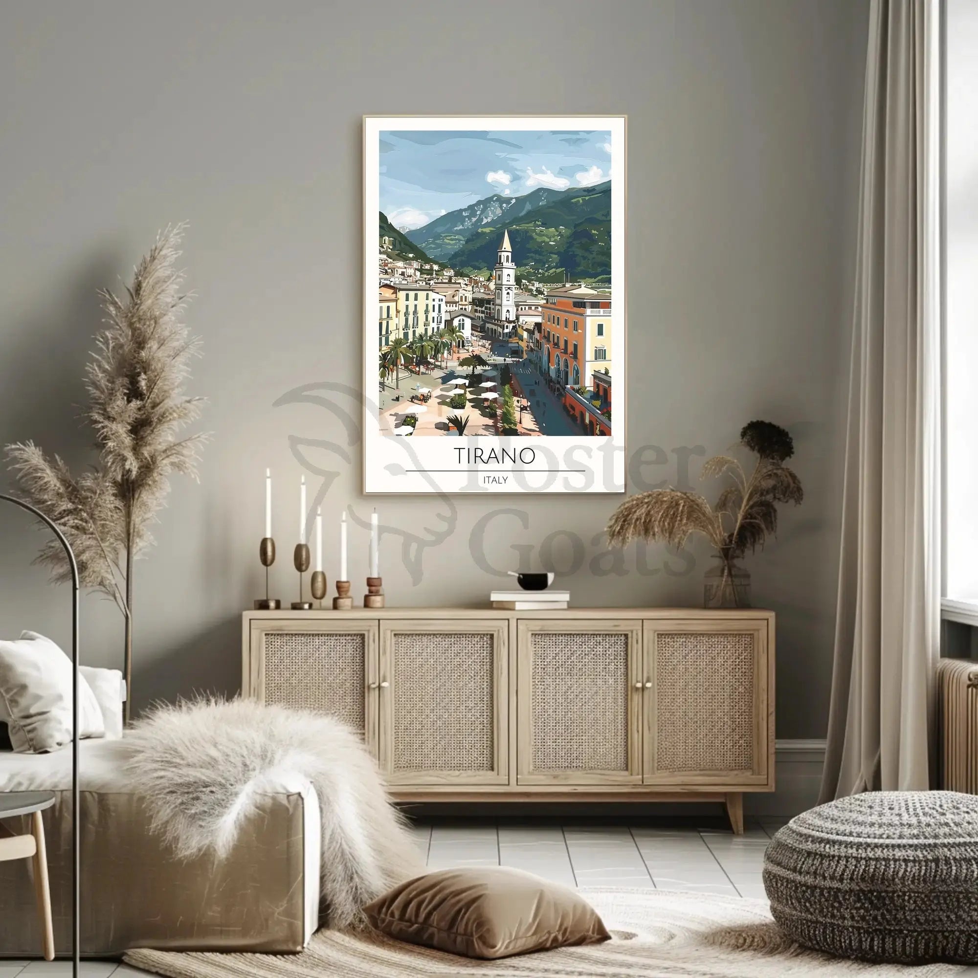 Tirano Town Travel Poster Depicting Italian Culture and Scenery PosterGoat