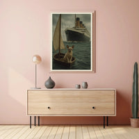 Titanic Surreal Sphynx Cat Maritime History Poster PosterGoat