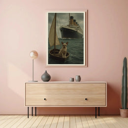 Titanic Surreal Sphynx Cat Maritime History Poster PosterGoat