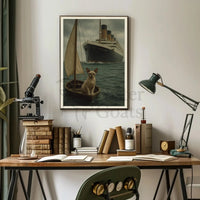 Titanic Surreal Sphynx Cat Maritime History Poster PosterGoat