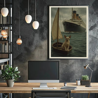 Titanic Surreal Sphynx Cat Maritime History Poster PosterGoat