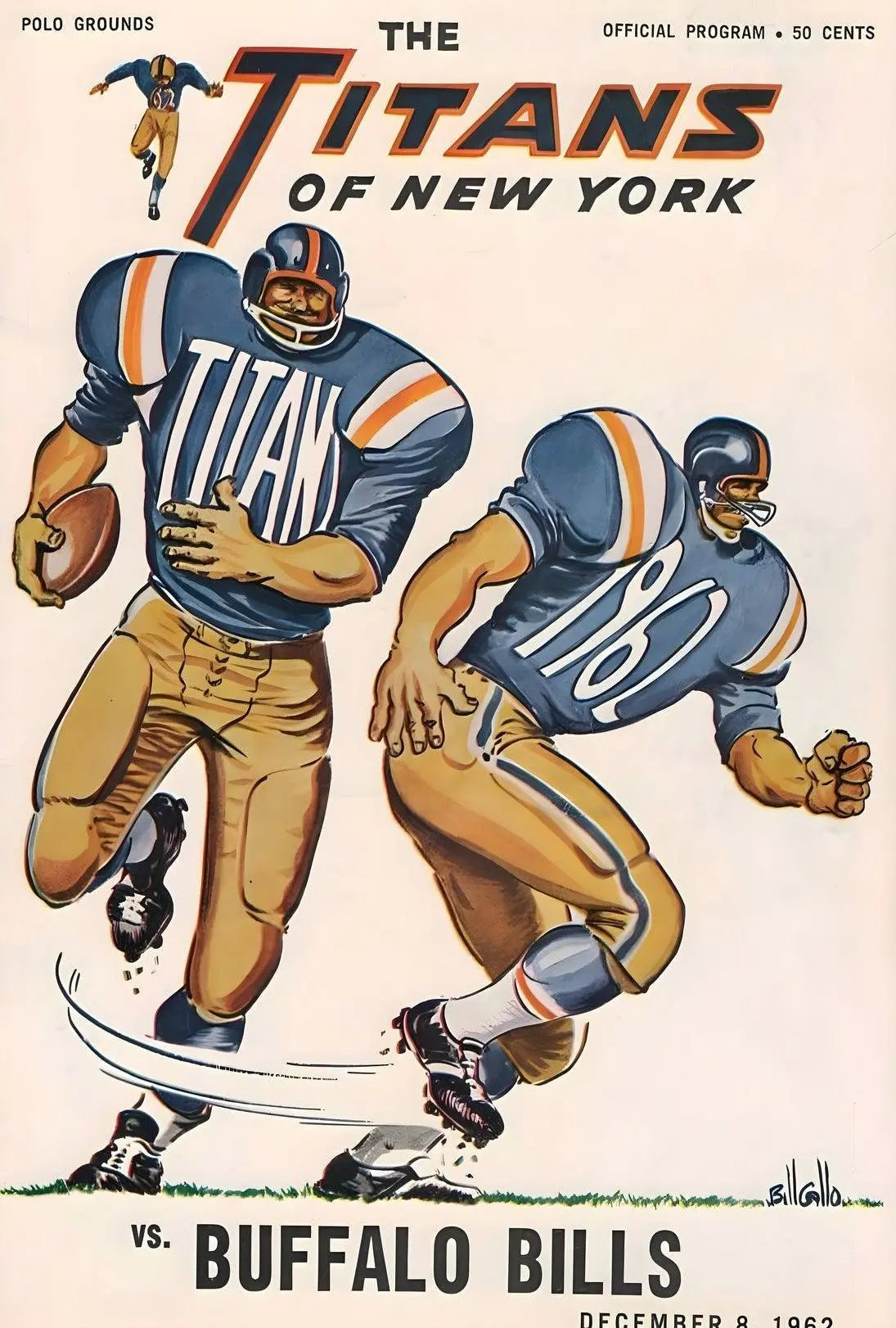 Titans vs Bills 1962 Retro Sports Poster PosterGoat