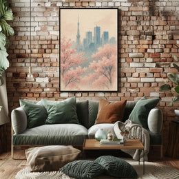 Tokyo Cherry Blossoms Watercolor Travel Poster PosterGoat