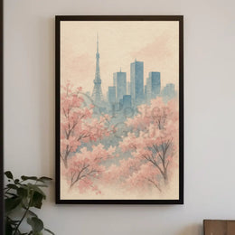 Tokyo Cherry Blossoms Watercolor Travel Poster PosterGoat