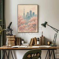 Tokyo Cherry Blossoms Watercolor Travel Poster PosterGoat