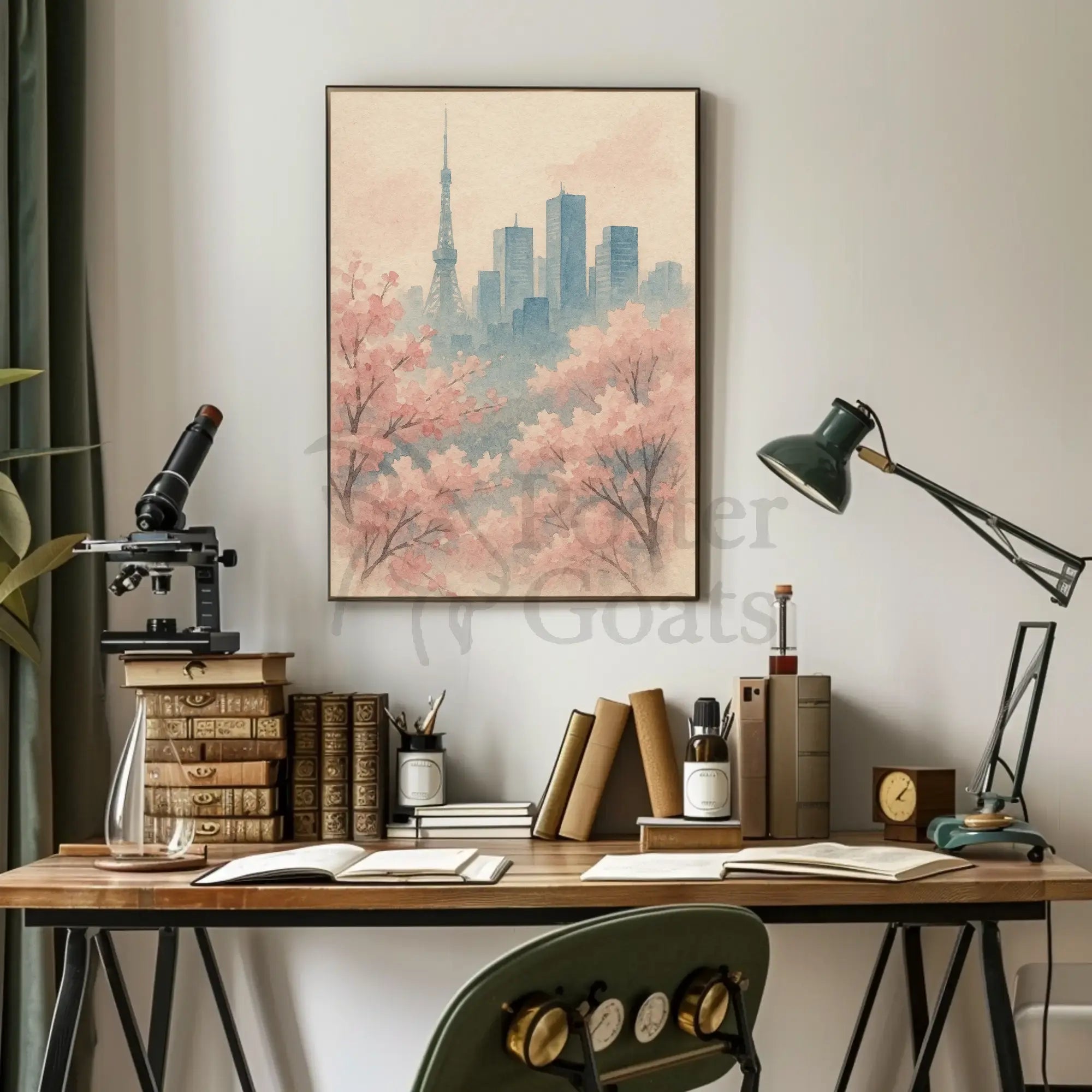 Tokyo Cherry Blossoms Watercolor Travel Poster PosterGoat