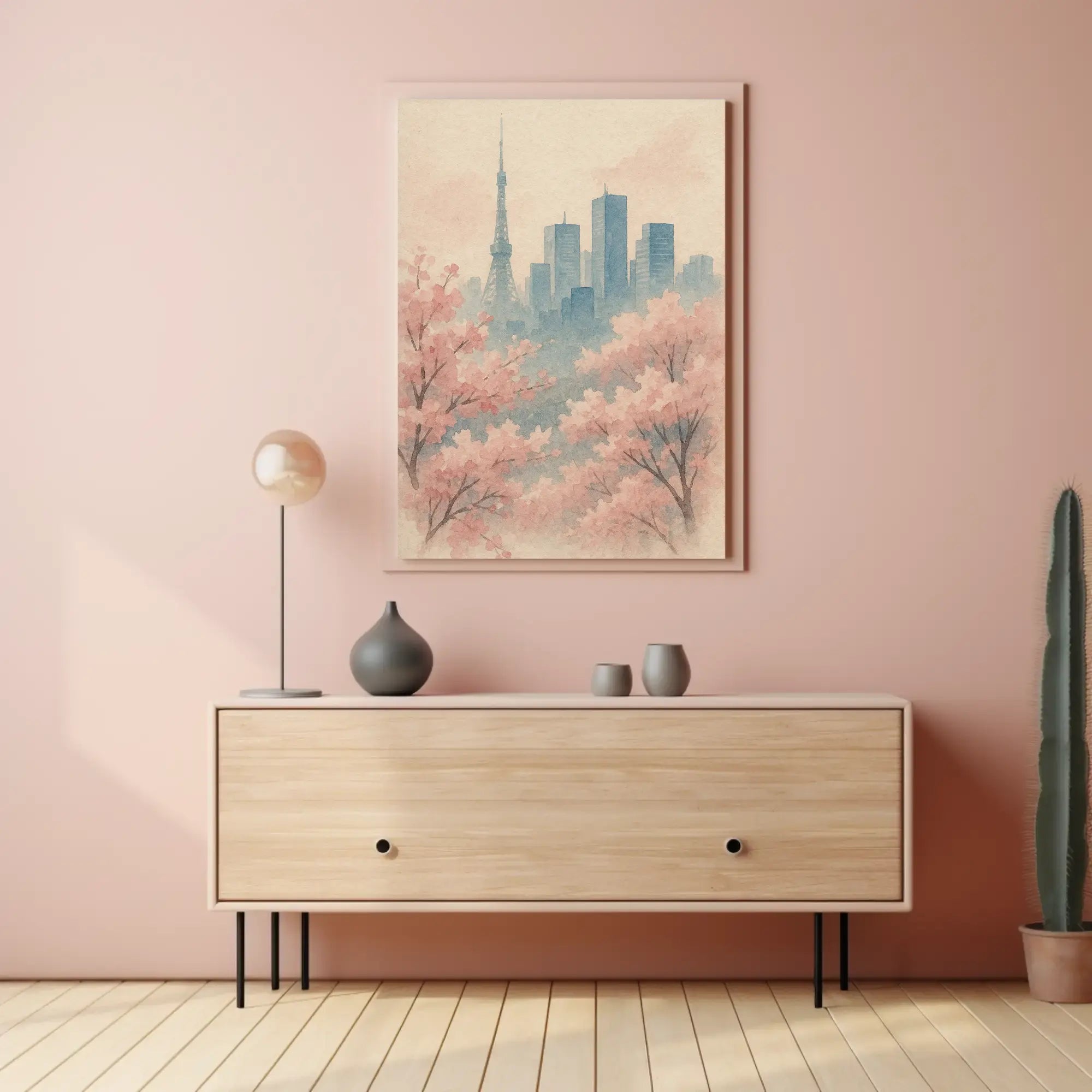 Tokyo Cherry Blossoms Watercolor Travel Poster PosterGoat