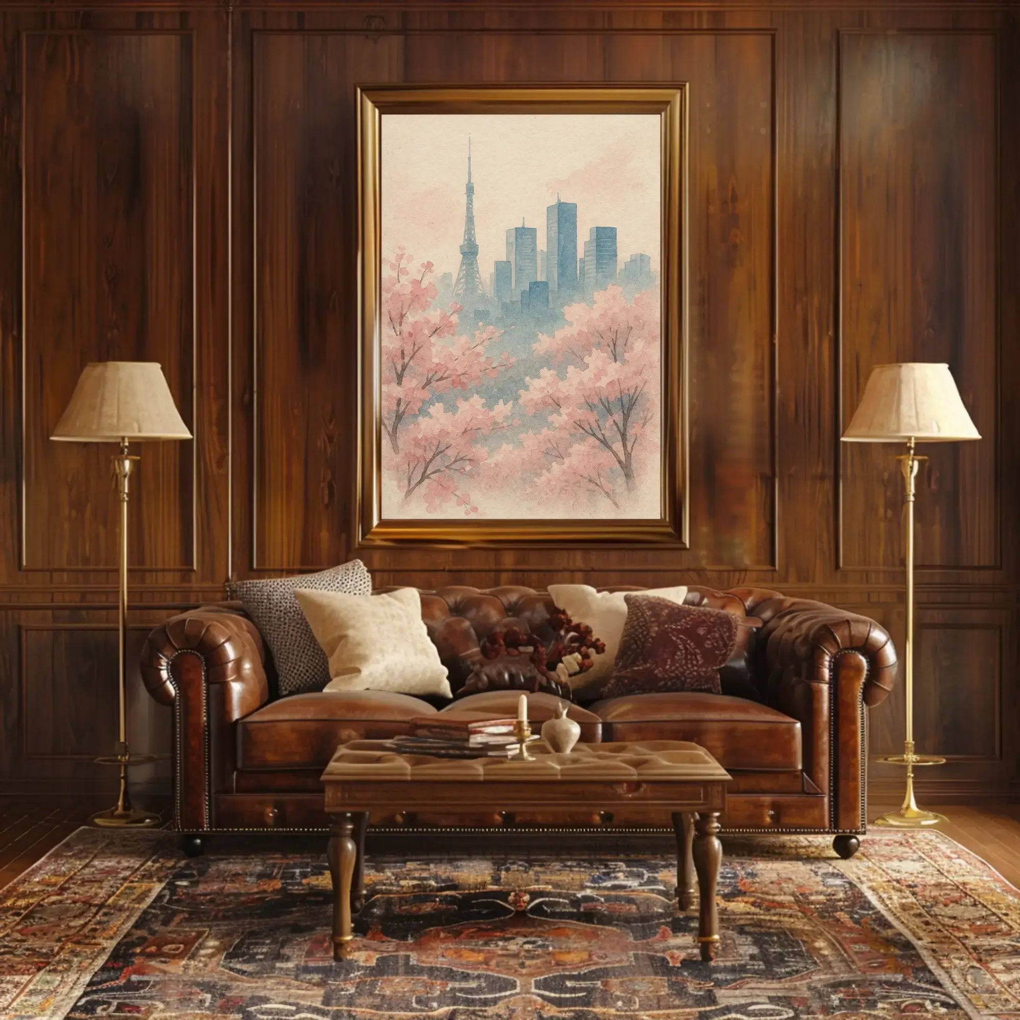 Tokyo Cherry Blossoms Watercolor Travel Poster PosterGoat