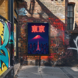 Tokyo Dreamscape: Neon City and Fuji Urban Travel Poster PosterGoat