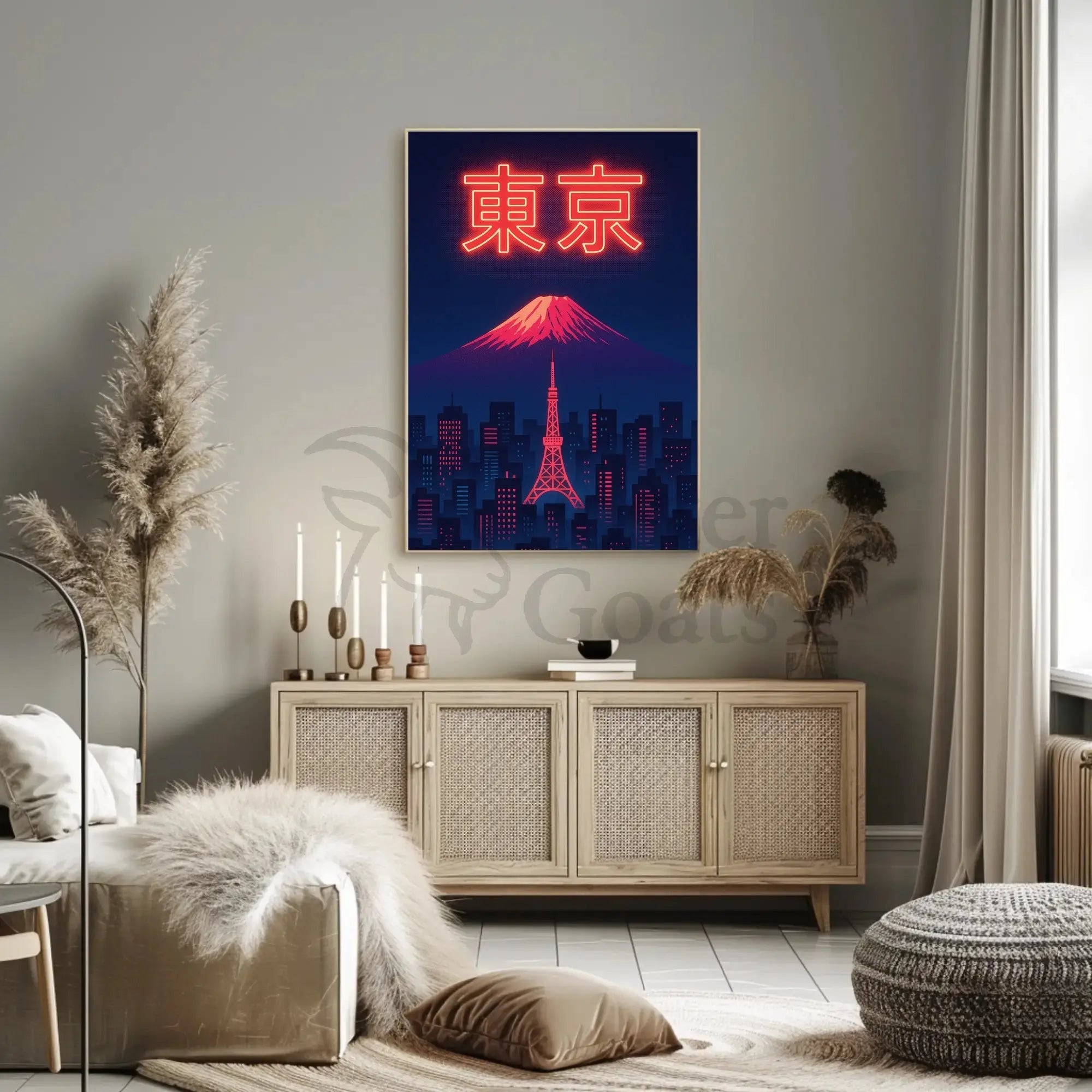 Tokyo Dreamscape: Neon City and Fuji Urban Travel Poster PosterGoat