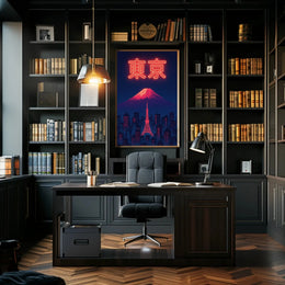 Tokyo Dreamscape: Neon City and Fuji Urban Travel Poster PosterGoat