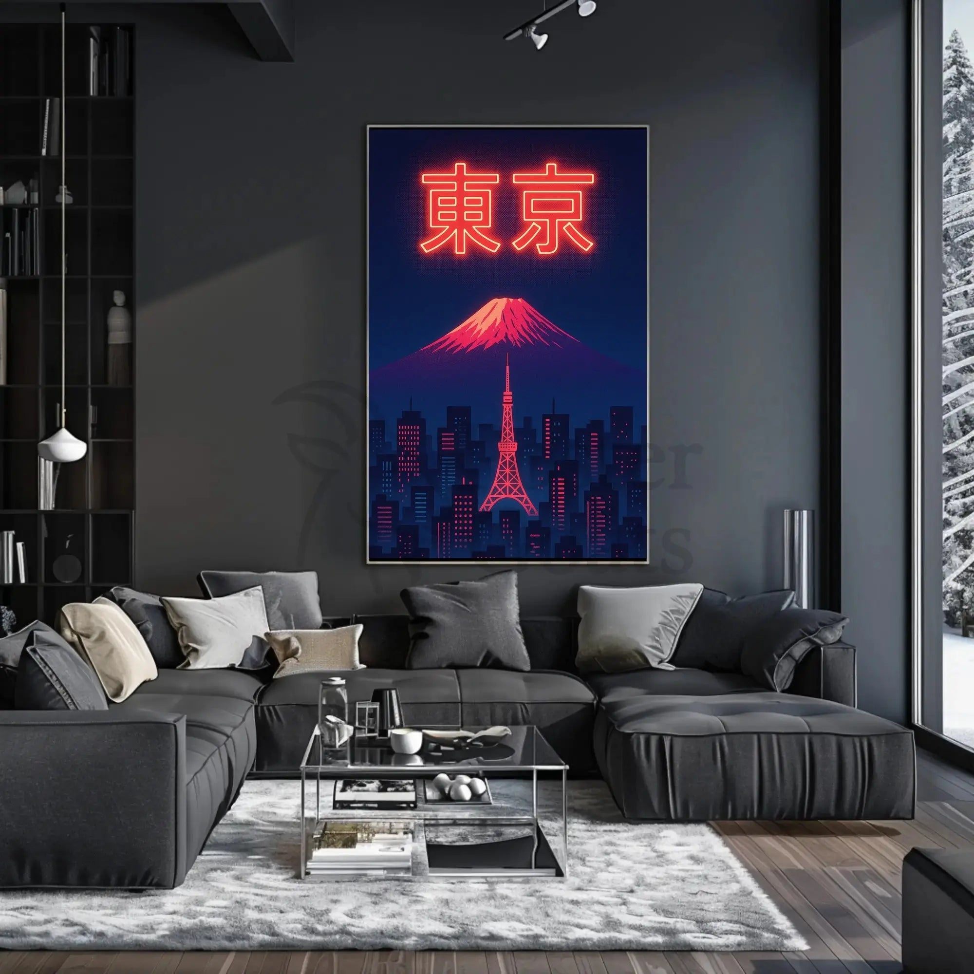 Tokyo Dreamscape: Neon City and Fuji Urban Travel Poster PosterGoat