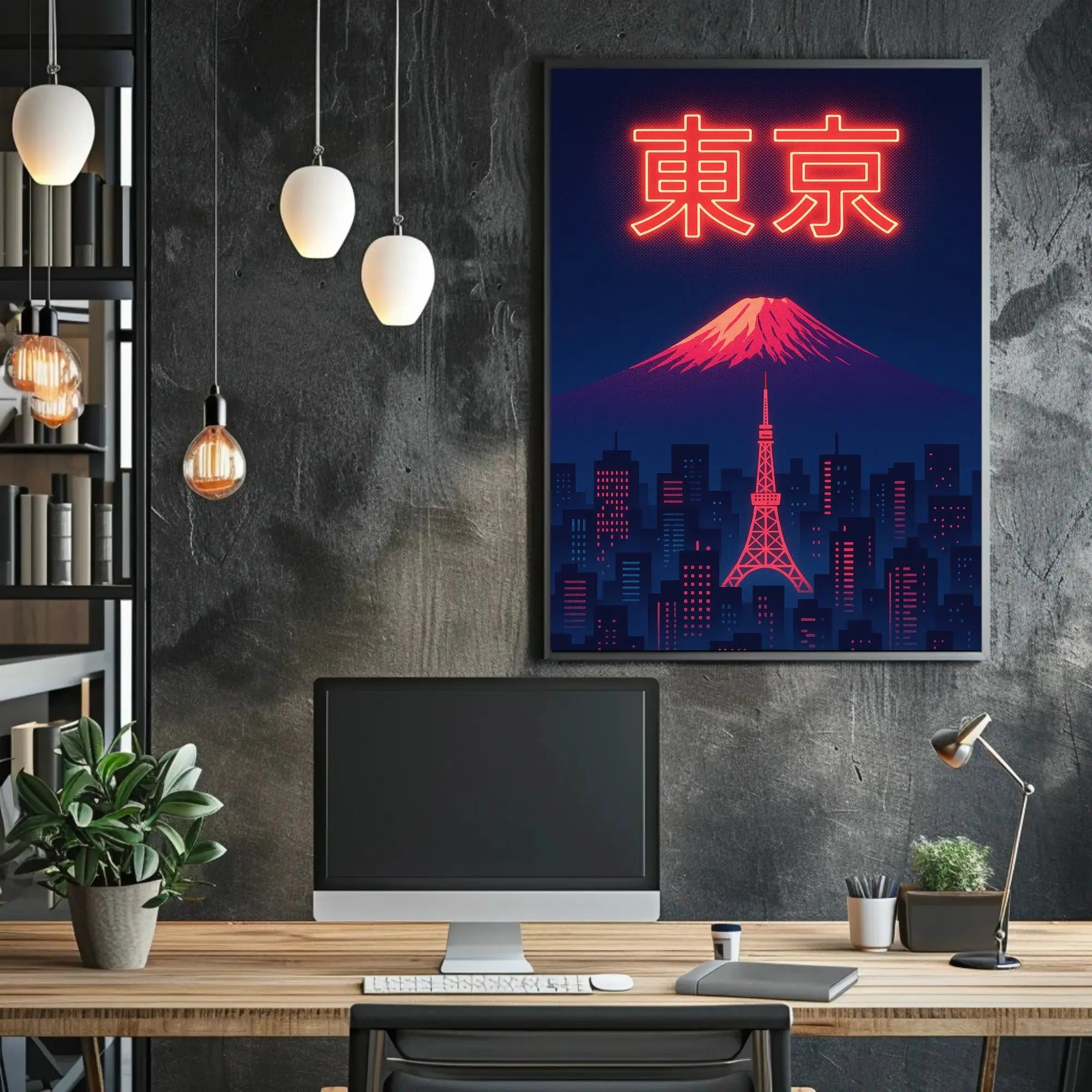 Tokyo Dreamscape: Neon City and Fuji Urban Travel Poster PosterGoat