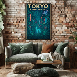 Tokyo Neon Jungle Futuristic Sci-Fi Poster PosterGoat
