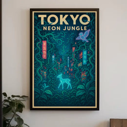 Tokyo Neon Jungle Futuristic Sci-Fi Poster PosterGoat