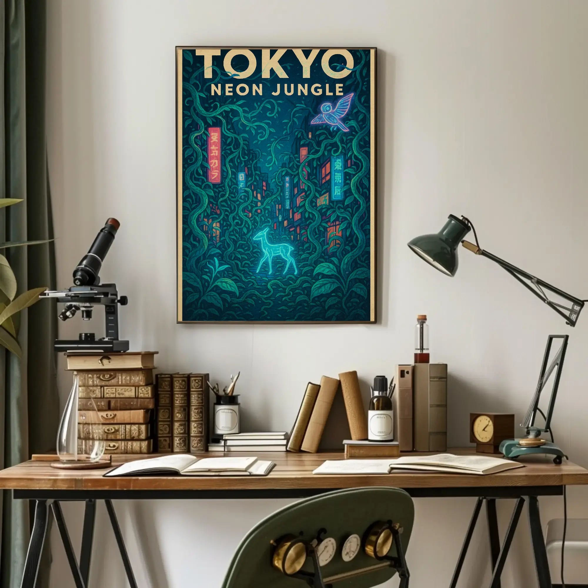 Tokyo Neon Jungle Futuristic Sci-Fi Poster PosterGoat