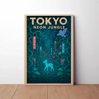 Tokyo Neon Jungle Futuristic Sci-Fi Poster PosterGoat