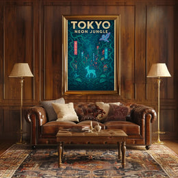 Tokyo Neon Jungle Futuristic Sci-Fi Poster PosterGoat