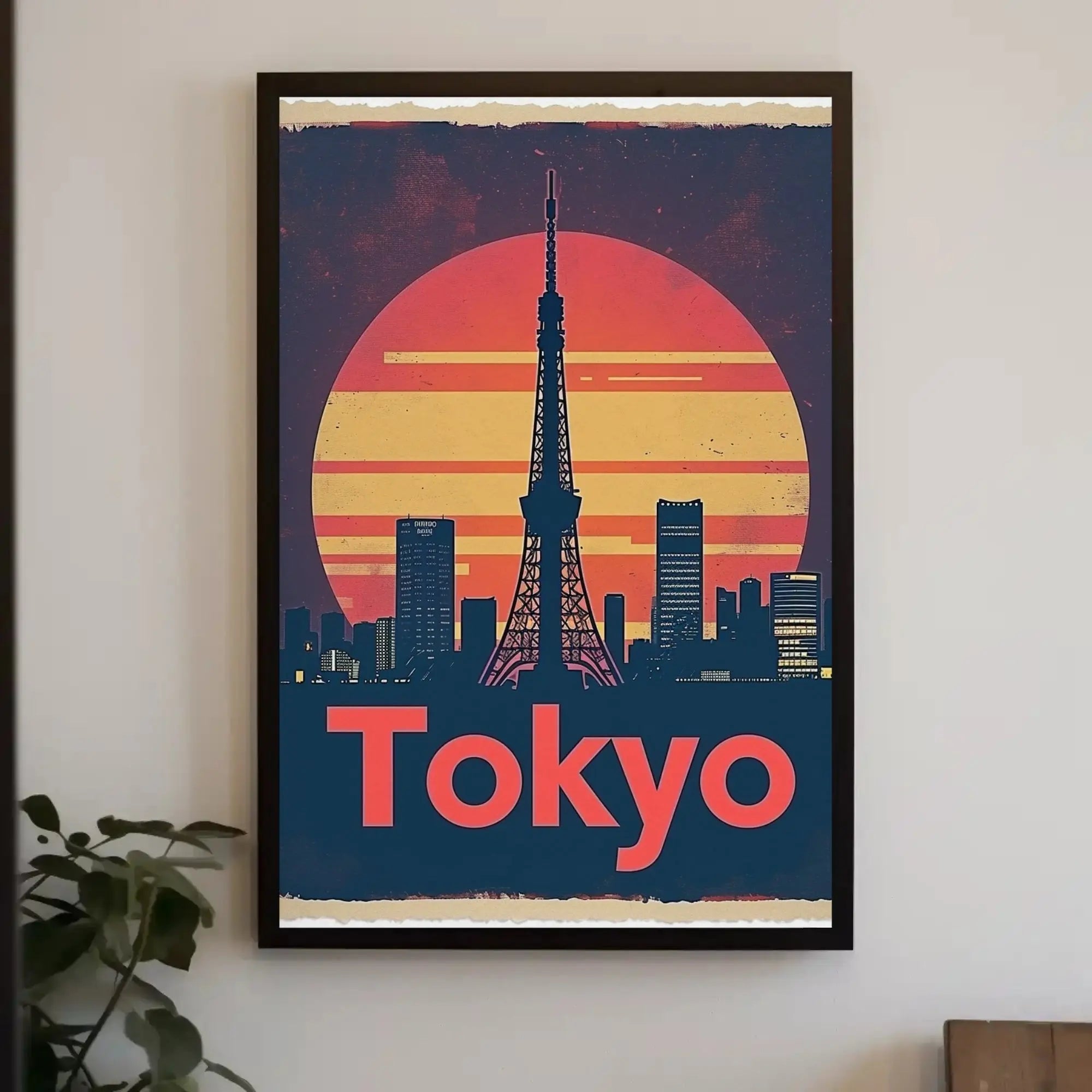 Tokyo Tower Cityscape Vintage Travel Poster PosterGoat