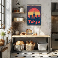 Tokyo Tower Cityscape Vintage Travel Poster PosterGoat