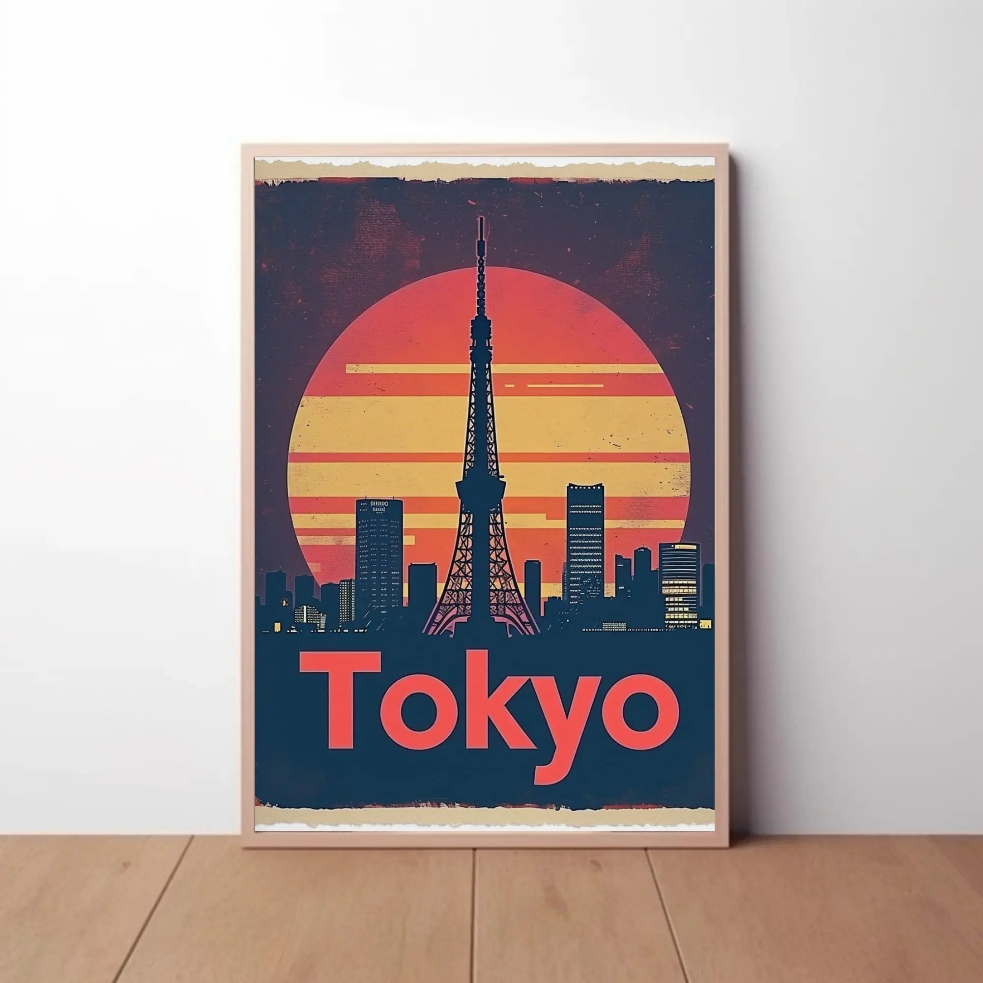 Tokyo Tower Cityscape Vintage Travel Poster PosterGoat