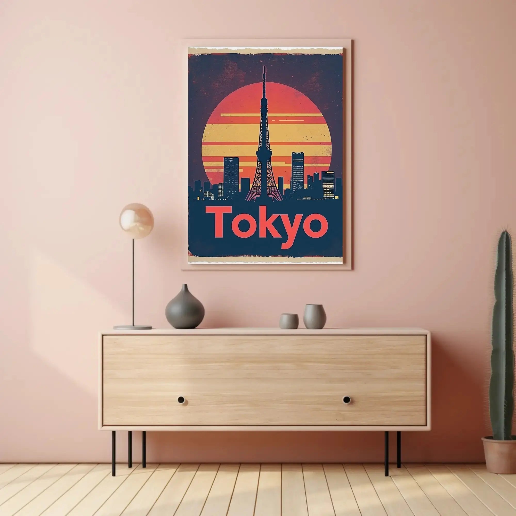 Tokyo Tower Cityscape Vintage Travel Poster PosterGoat