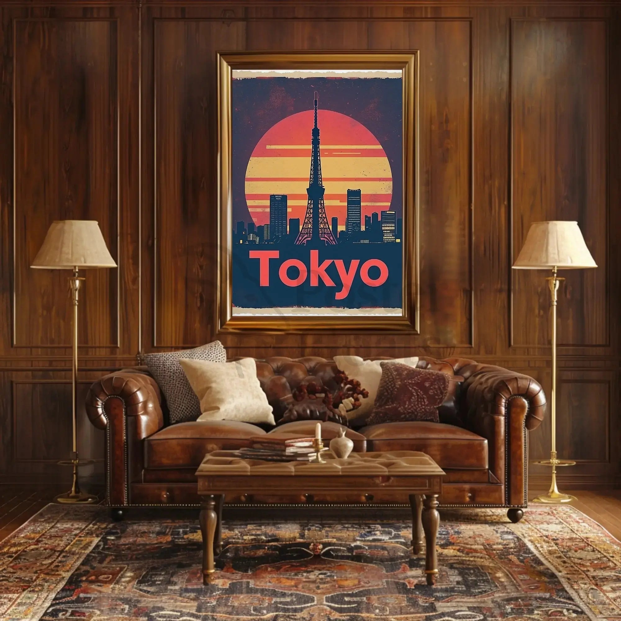 Tokyo Tower Cityscape Vintage Travel Poster PosterGoat