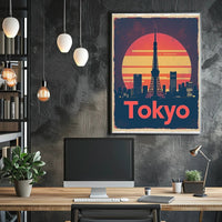 Tokyo Tower Cityscape at Dusk: Urban or Cityscape Poster PosterGoat